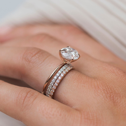 3.5 CT East West Oval Solitaire Lab Grown Diamond Engagement Ring