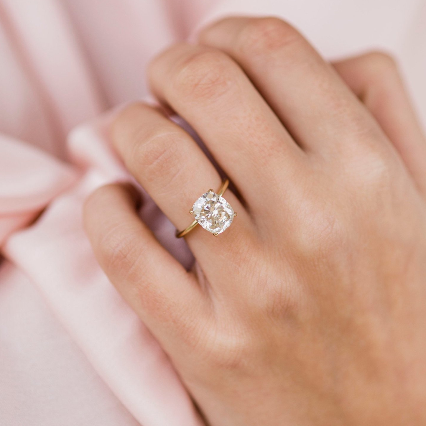 3.1 CT Elongated Cushion Solitaire Lab Grown Diamond Engagement Ring