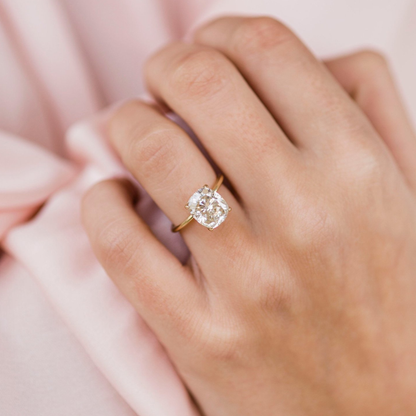 3.1 CT Elongated Cushion Solitaire Lab Grown Diamond Engagement Ring