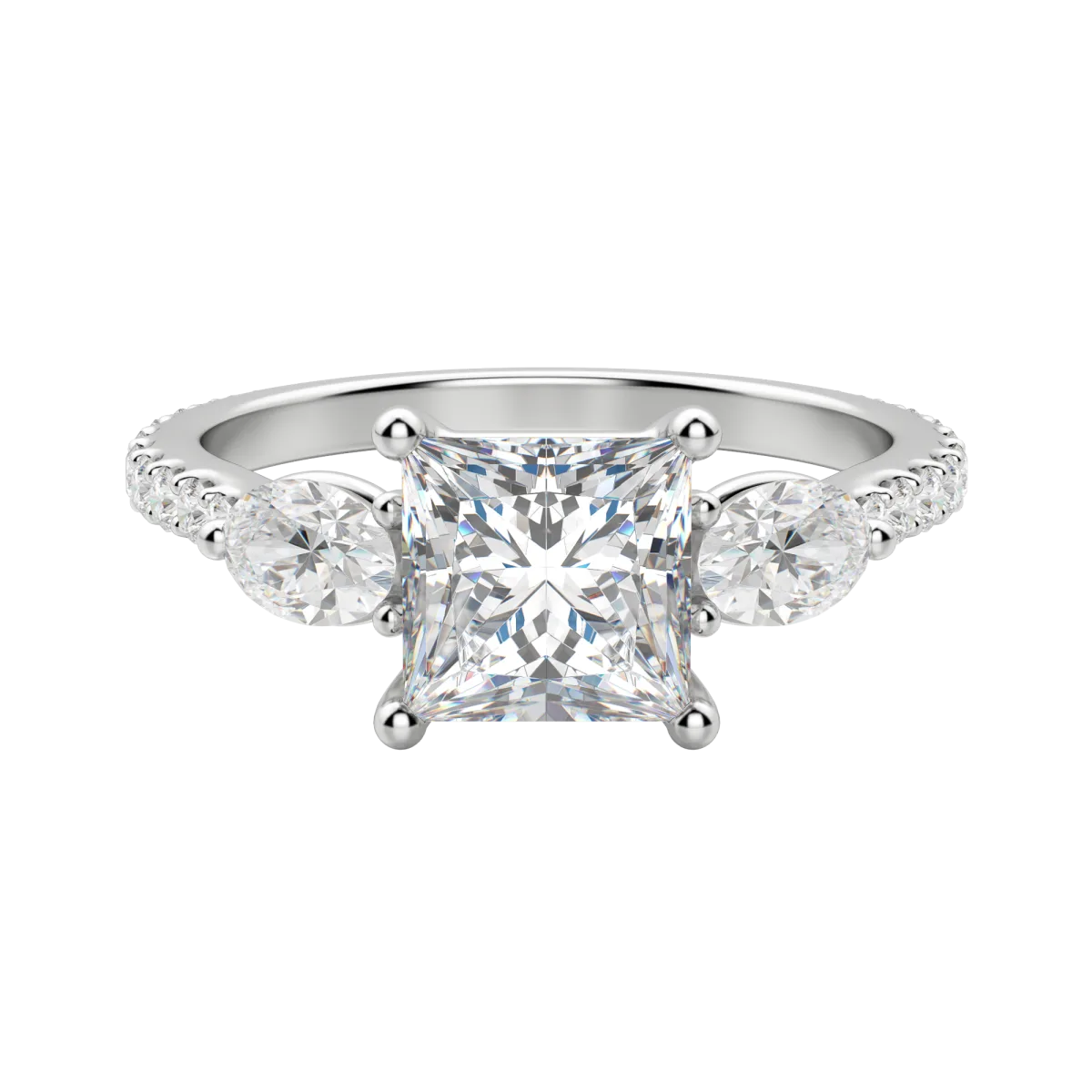 2.78 CT Princess 3 Stone Moissanite Engagement Ring