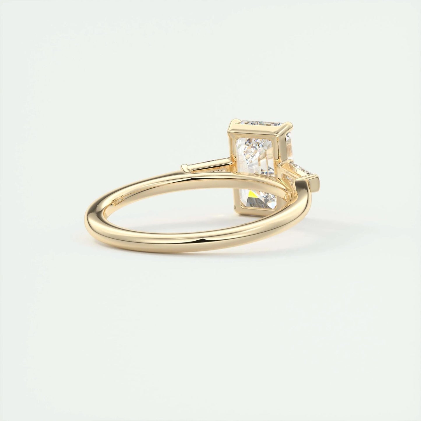 1.91 CT Emerald Cut Three Stone Moissanite Engagement Ring