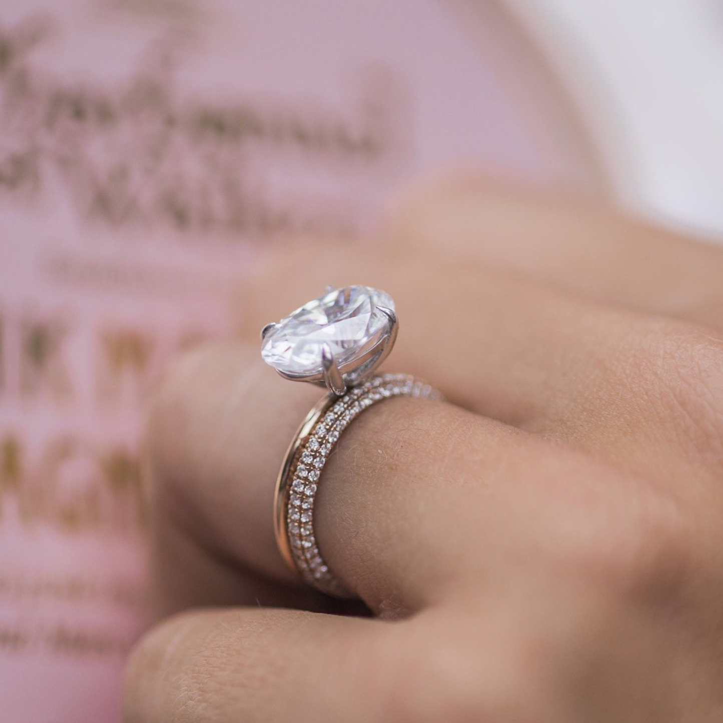 4 CT East West Oval Solitaire Lab Grown Diamond Engagement Ring