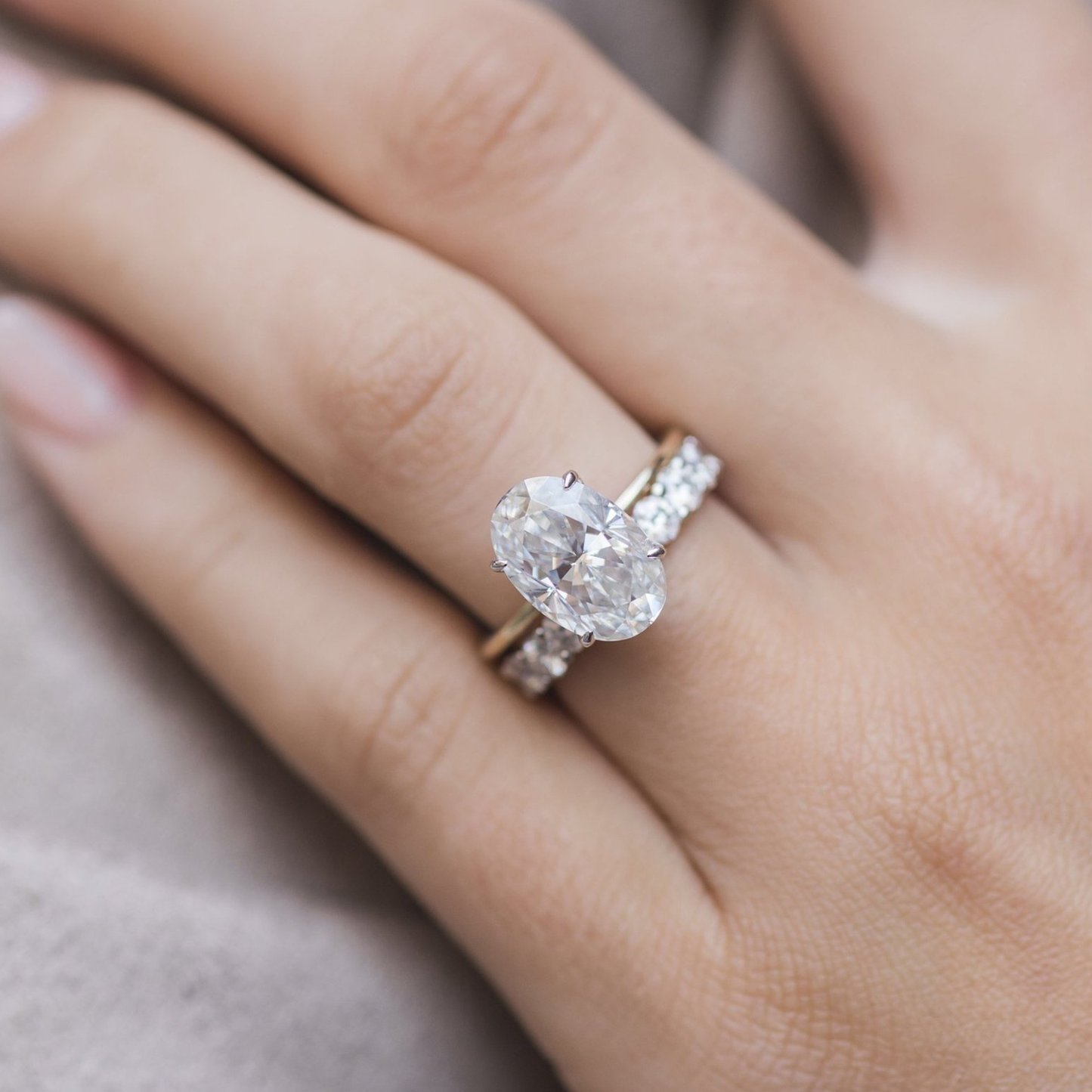 4 CT Oval Solitaire Lab Grown Diamond Engagement Ring
