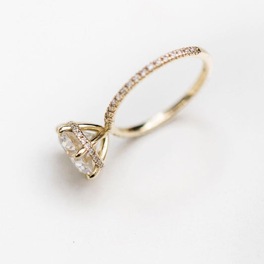 2.75 CT Round Hidden Halo & Pave Moissanite Engagement Ring