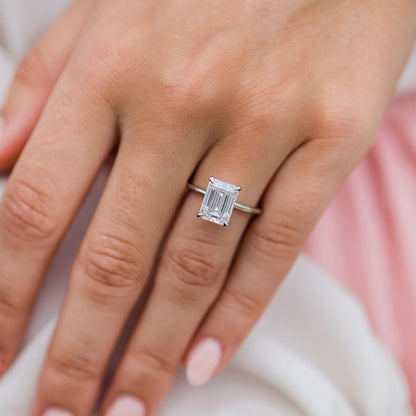 2.6 CT Emerald Solitaire Lab Grown Diamond Engagement Ring