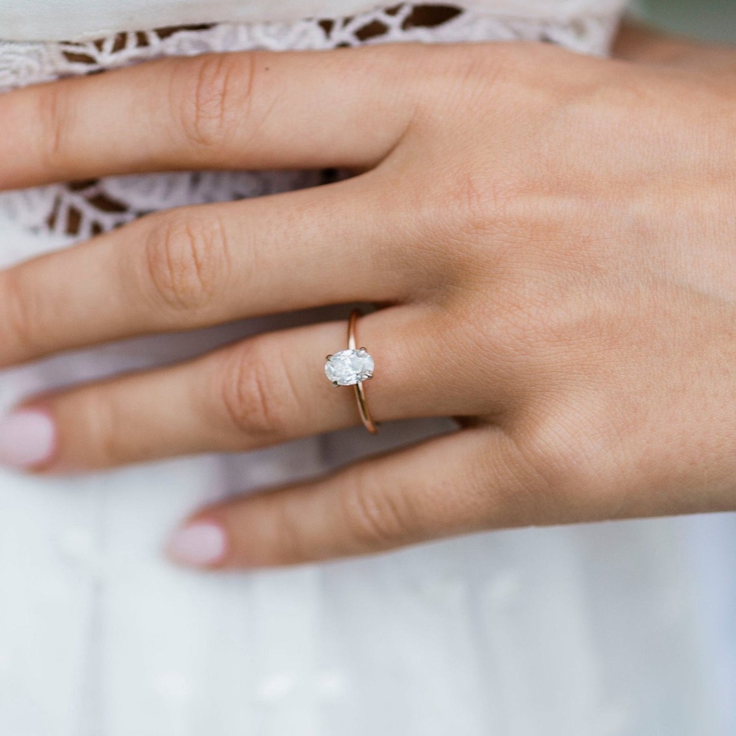 1.33 CT Oval Hidden Halo Lab Grown Diamond Engagement Ring