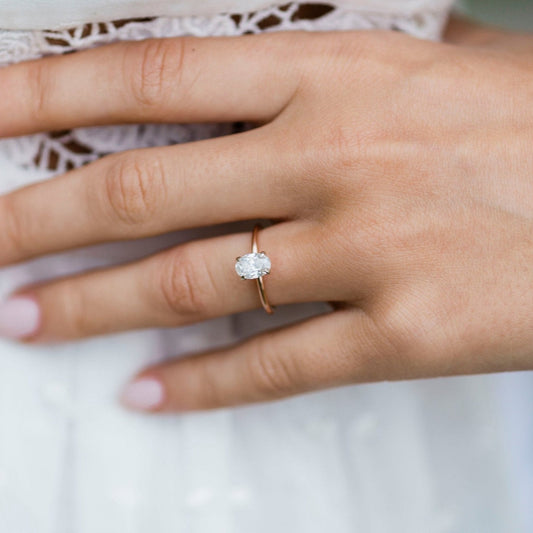 1.33 CT Oval Hidden Halo Lab Grown Diamond Engagement Ring