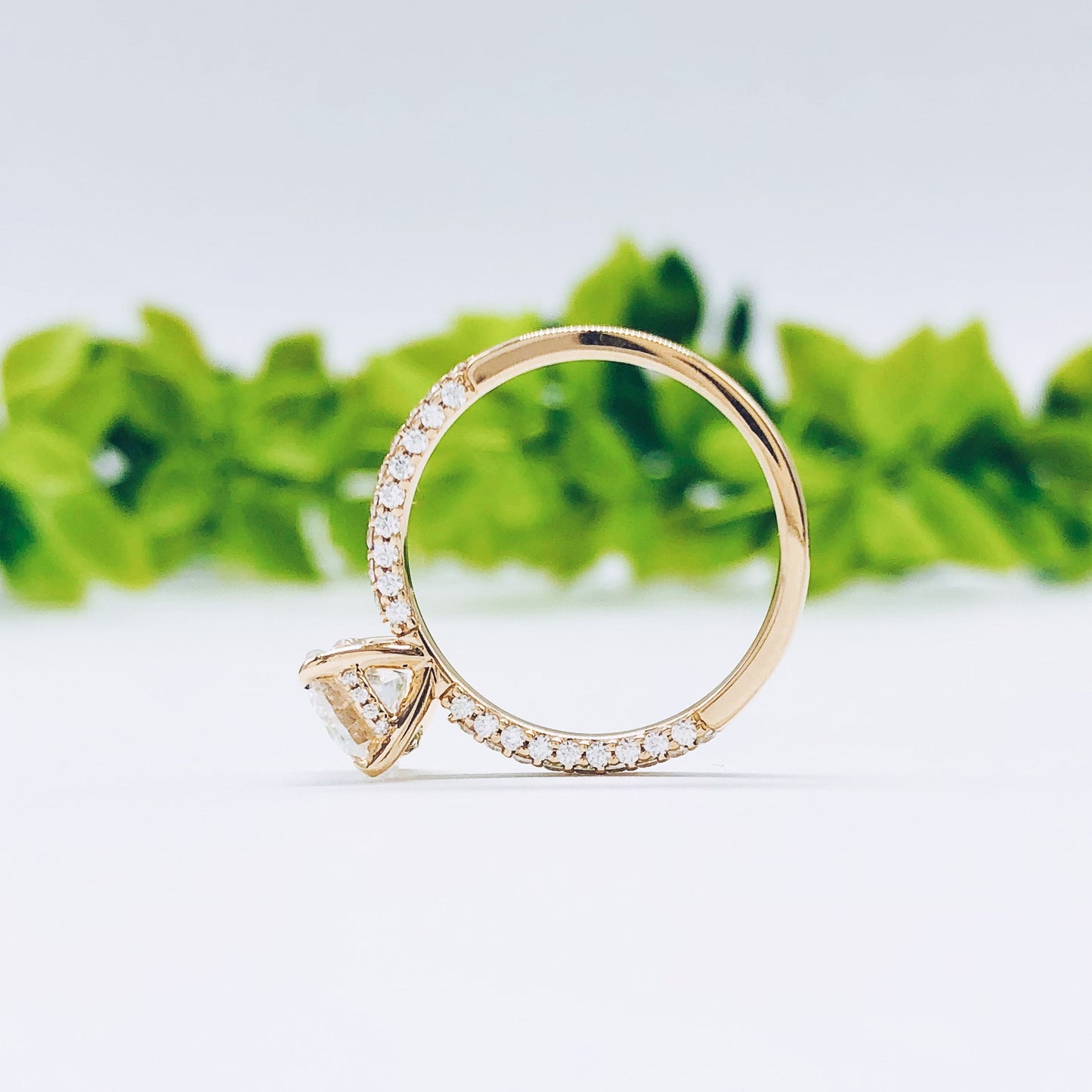 1.85 CT Round Cut Hidden Halo Pave Moissanite Engagement Ring