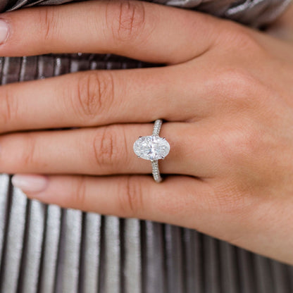 3.4 CT Oval Pave Lab Grown Diamond Engagement Ring