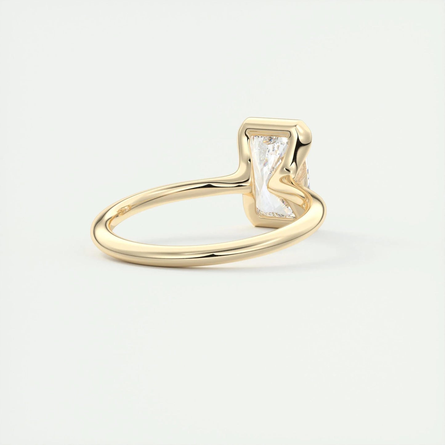 2.10 CT Radiant  Solitaire Half Bezel Moissanite Engagement Ring