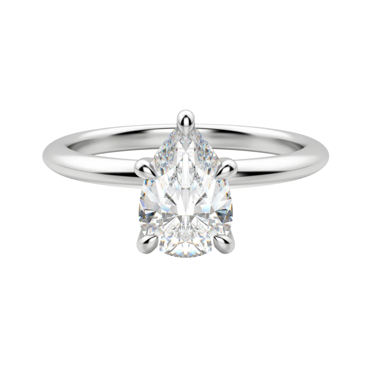 1.33 CT Pear Solitaire Moissanite Engagement Ring With Hidden Halo Setting