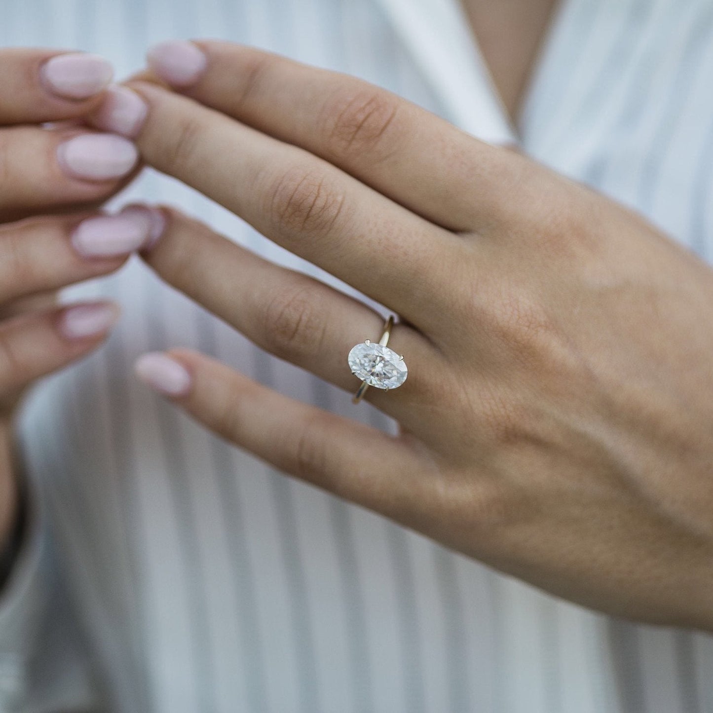 4 CT Oval Solitaire Lab Grown Diamond Engagement Ring