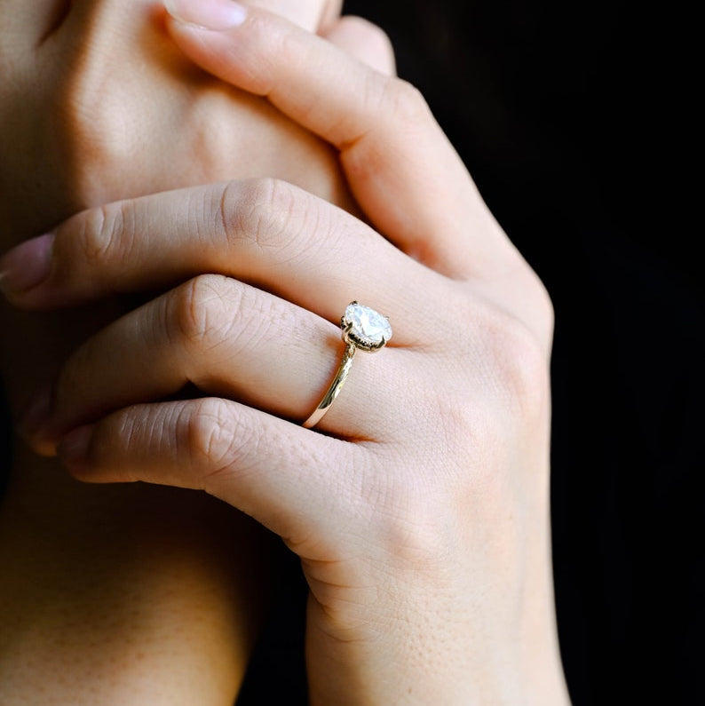 Stunning 1.0 - 2.0 CT Oval Moissanite Engagement Ring with Hidden Halo Design 4