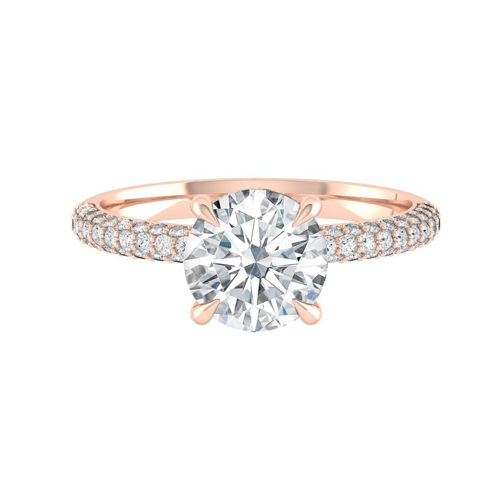 1.85 CT Round Cut Hidden Halo Pave Moissanite Engagement Ring