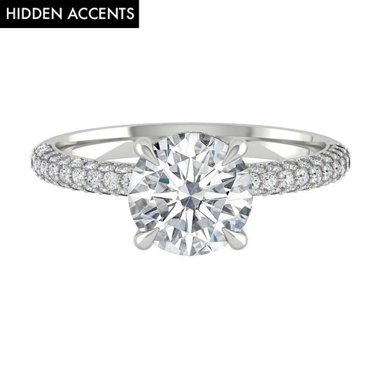 1.85 CT Round Cut Hidden Halo Pave Moissanite Engagement Ring