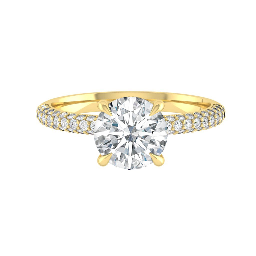 1.85 CT Round Cut Hidden Halo Pave Moissanite Engagement Ring