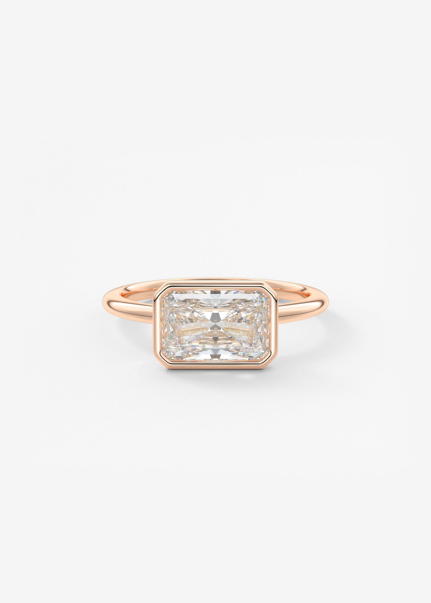Radiant East West Bezel Lab Grown Diamond Engagement Ring