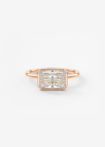 Radiant East West Bezel Lab Grown Diamond Engagement Ring