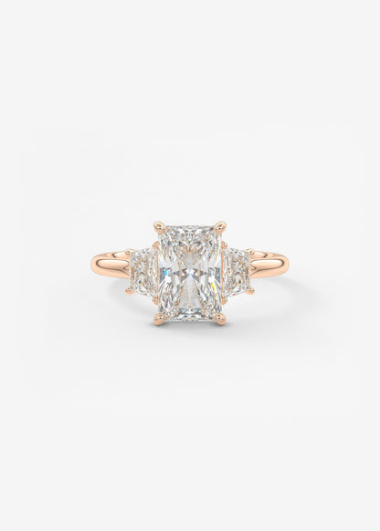 Radiant Three Stone Lab Grown Diamond Engagement Ring