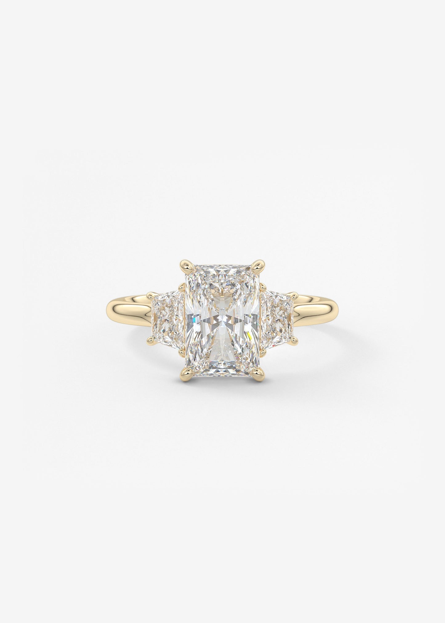 Radiant Three Stone Lab Grown Diamond Engagement Ring
