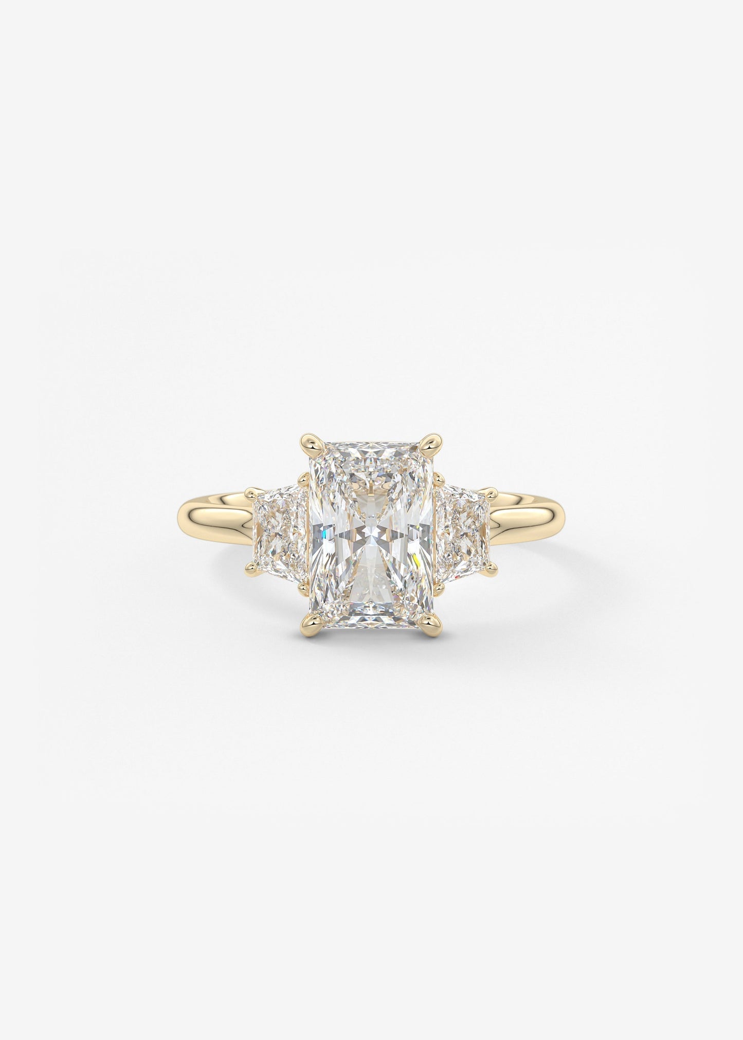 Radiant Three Stone Lab Grown Diamond Engagement Ring