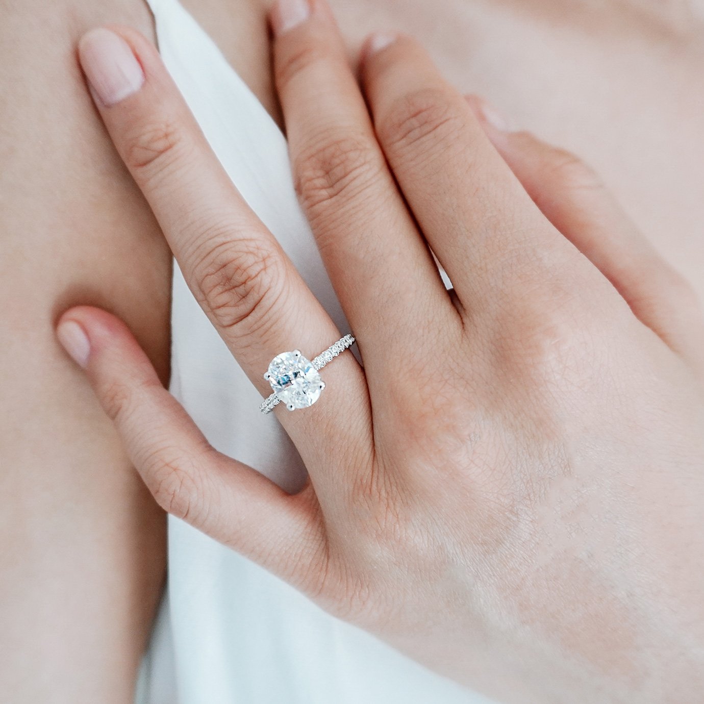 2.50 CT Oval Shaped Moissanite Hidden Halo Engagement Ring