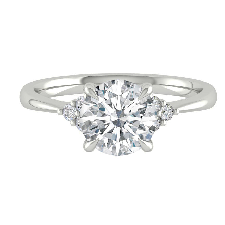 2.65 CT Round Cut Cluster Moissanite Engagement Ring