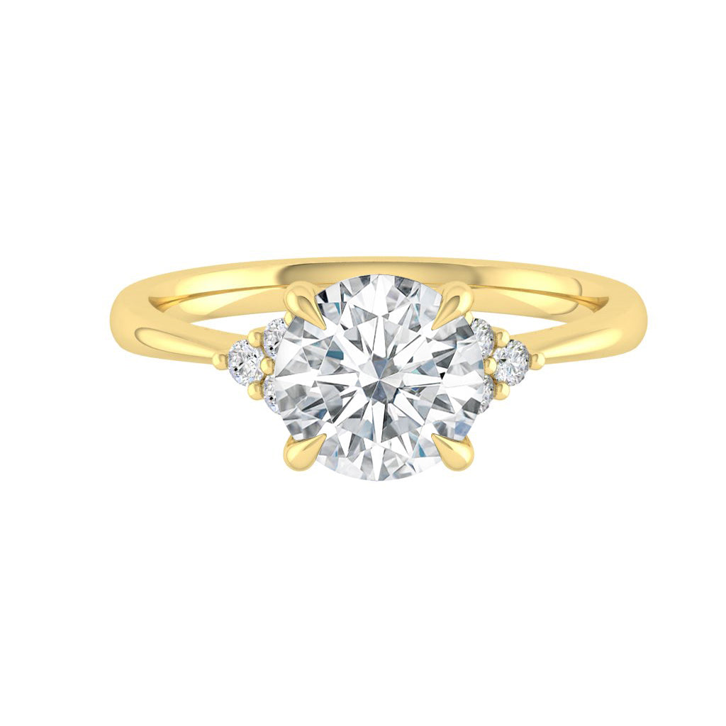 2.65 CT Round Cut Cluster Moissanite Engagement Ring