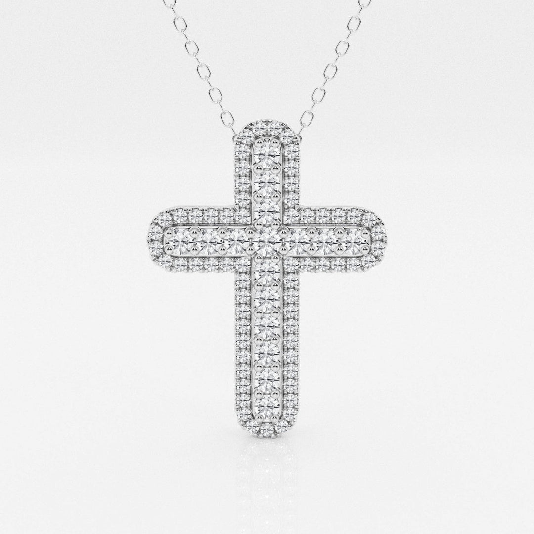 0.76 TCW Round Shape Moissanite Cross Pendant Necklace