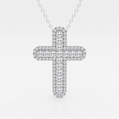 0.76 TCW Round Shape Moissanite Cross Pendant Necklace