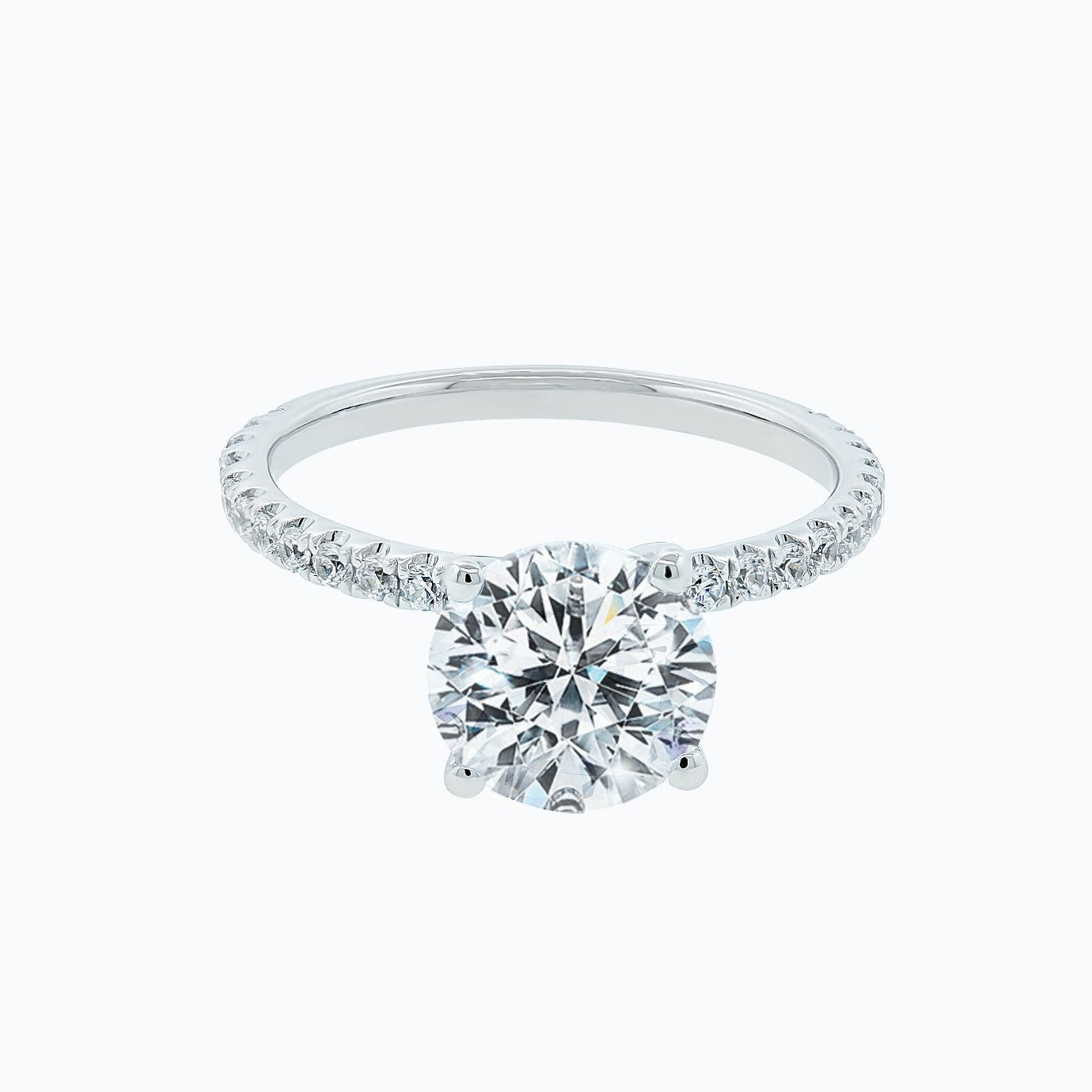 2.0 CT Round Shaped Moissanite Solitaire Pave Setting Engagement Ring