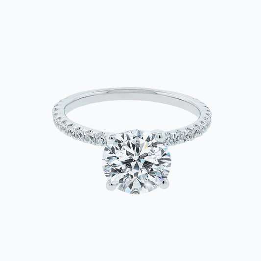 2.0 CT Round Shaped Moissanite Solitaire Pave Setting Engagement Ring