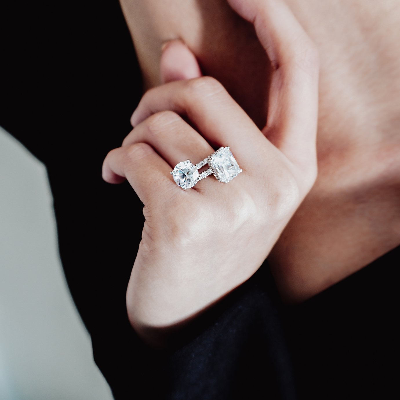 2.0 CT Round Shaped Moissanite Solitaire Pave Setting Engagement Ring