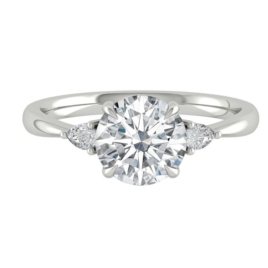 2.65 CT Round Cut Three Stone Moissanite Engagement Ring