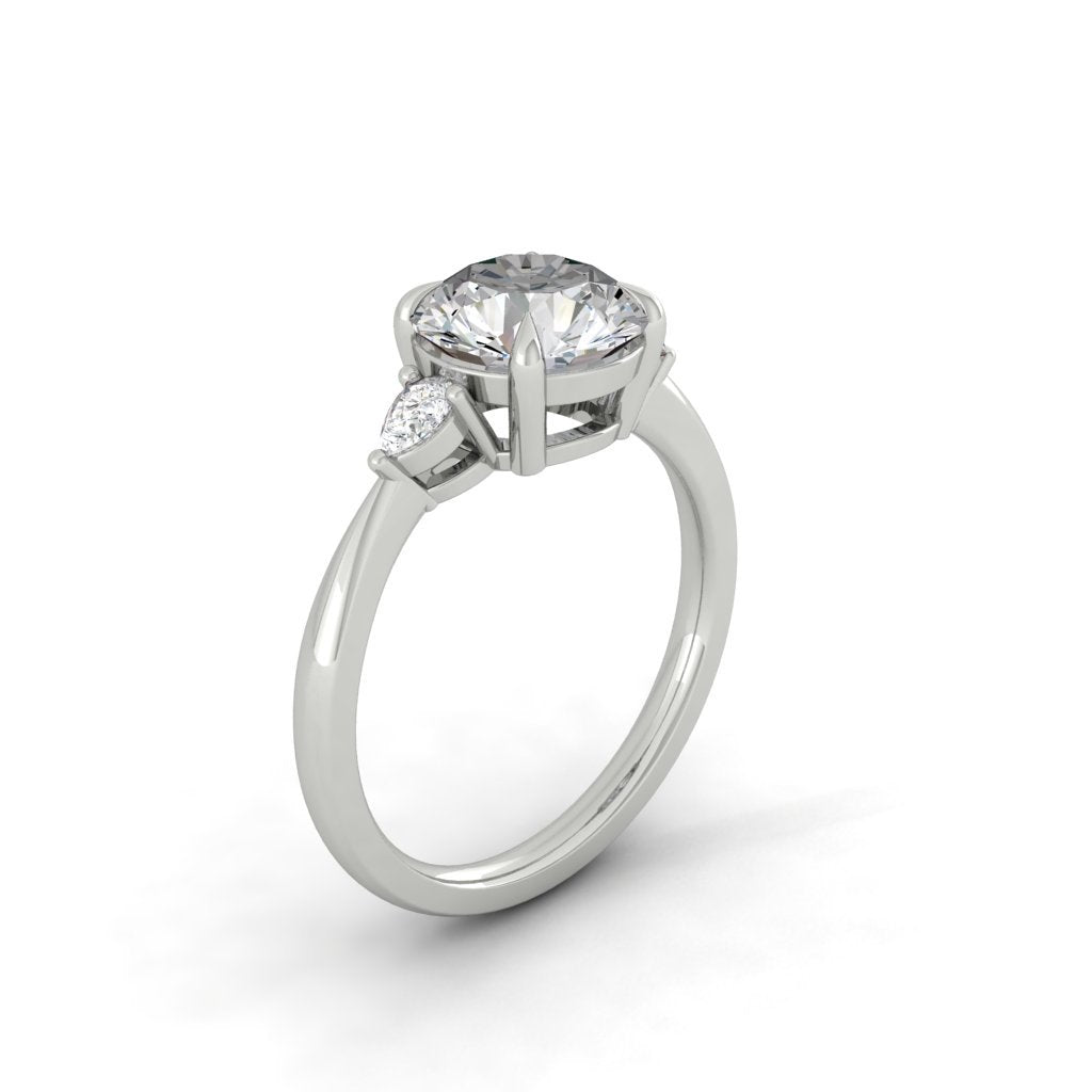 2.65 CT Round Cut Three Stone Moissanite Engagement Ring