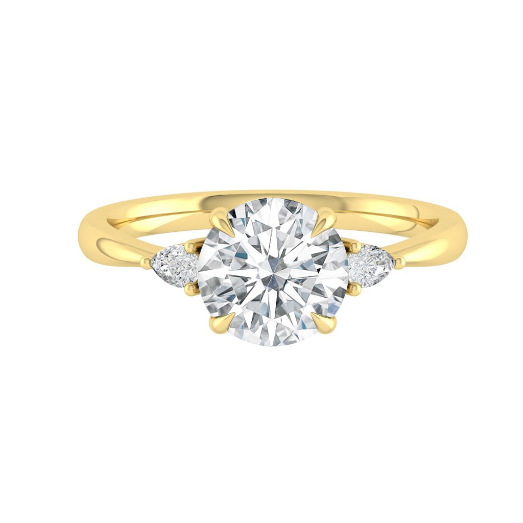 2.65 CT Round Cut Three Stone Moissanite Engagement Ring