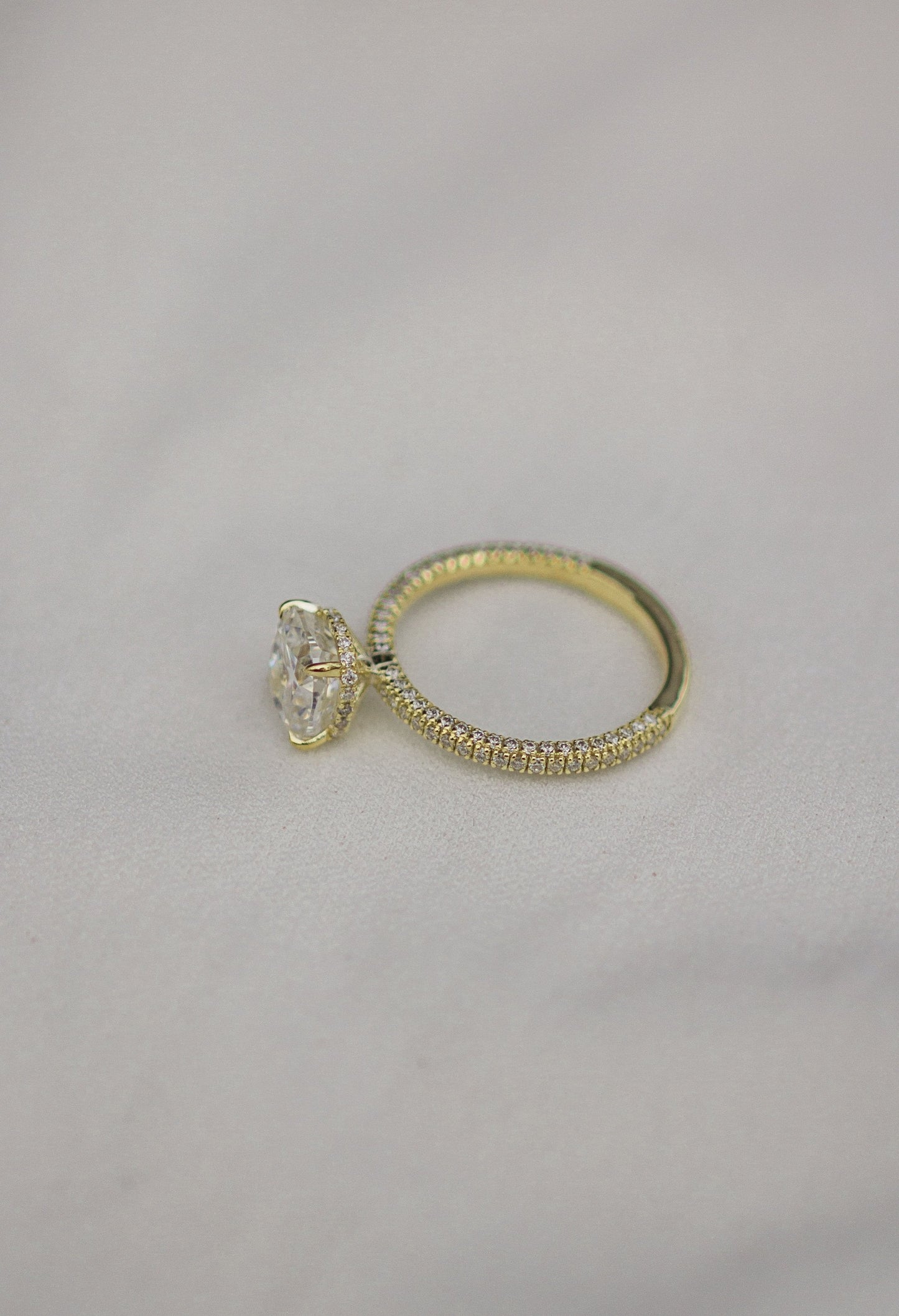 2.0 CT Cushion Hidden Halo & Pave Moissanite Engagement Ring