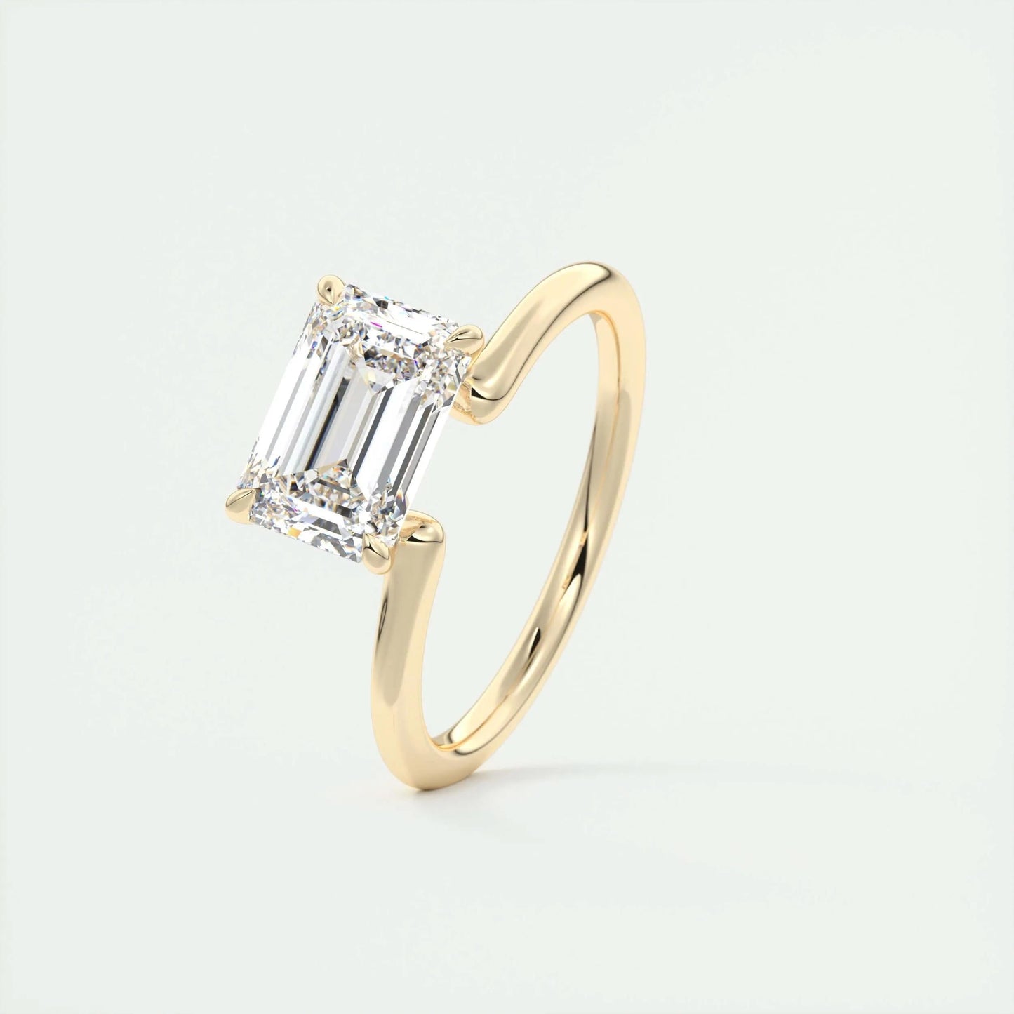 1.91 CT Emerald Cut Solitaire Moissanite Engagement Ring