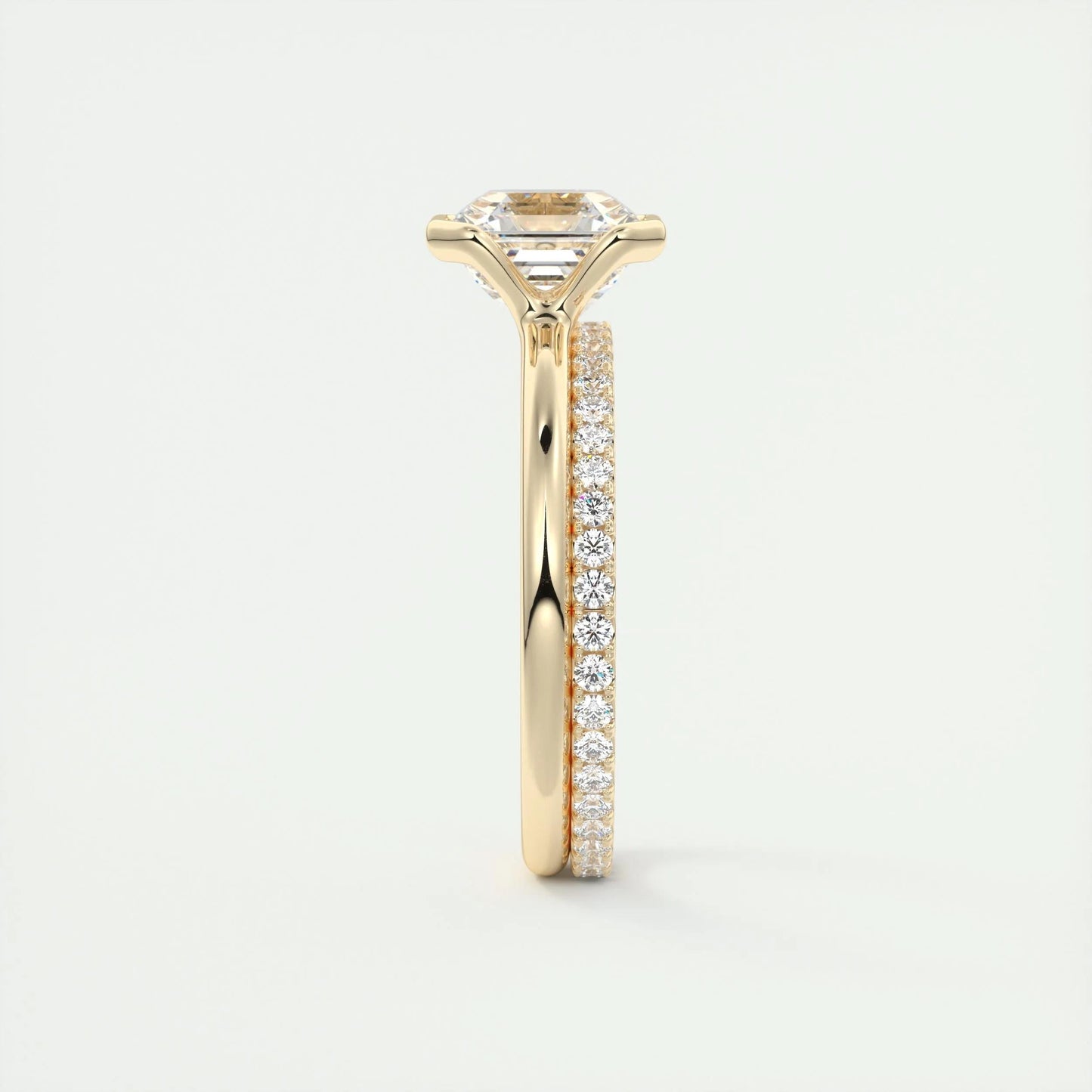 2.03 CT Asscher Half Bezel Solitaire Moissanite Engagement Ring