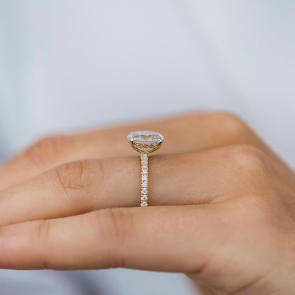 1.85 CT Oval Pave Lab Grown Diamond Engagement Ring