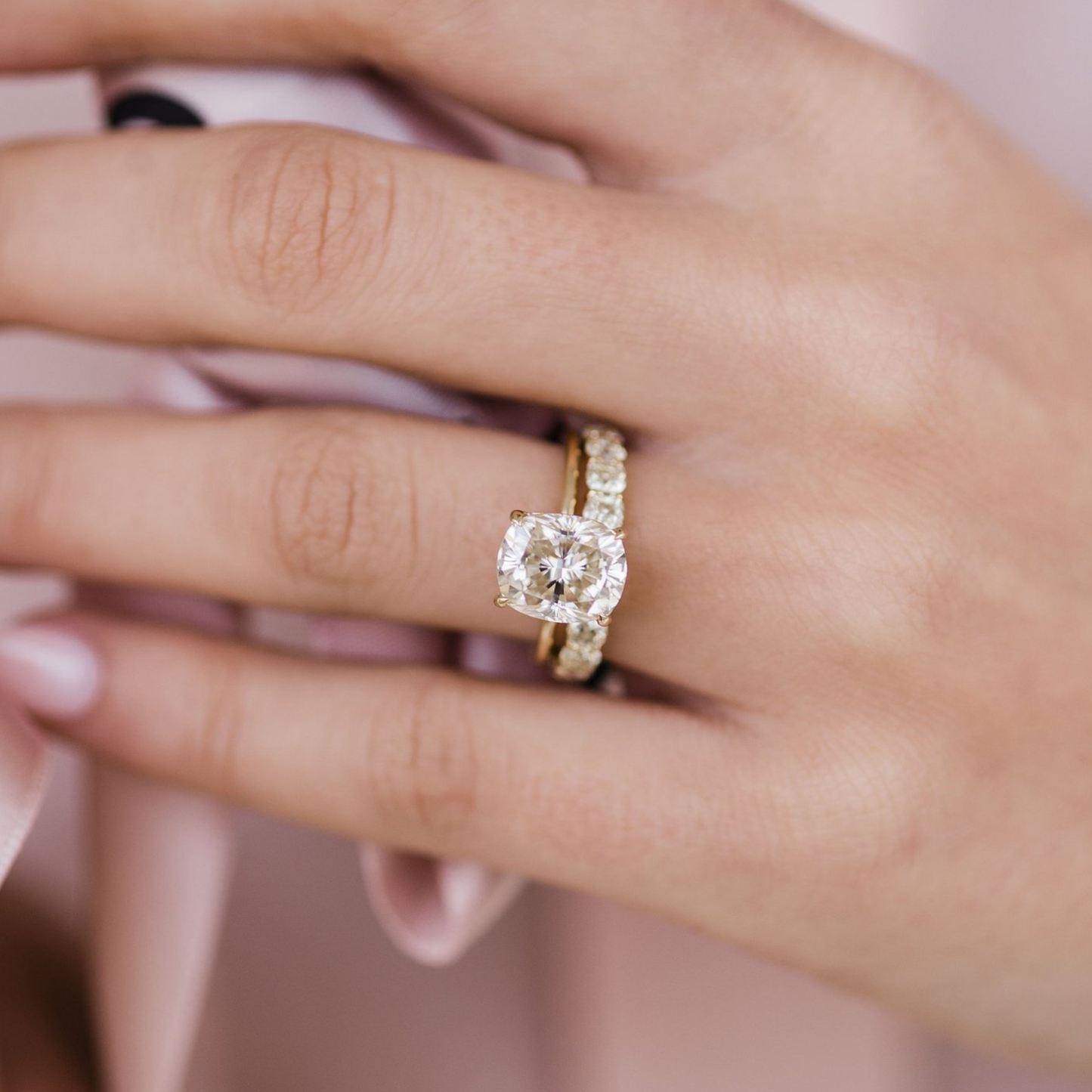 3.1 CT Elongated Cushion Solitaire Lab Grown Diamond Engagement Ring