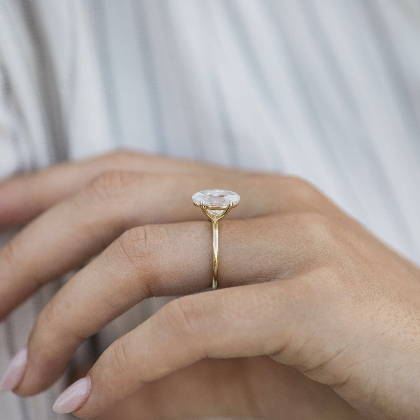 4 CT Oval Solitaire Lab Grown Diamond Engagement Ring