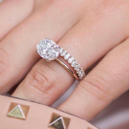 4 CT East West Oval Solitaire Lab Grown Diamond Engagement Ring