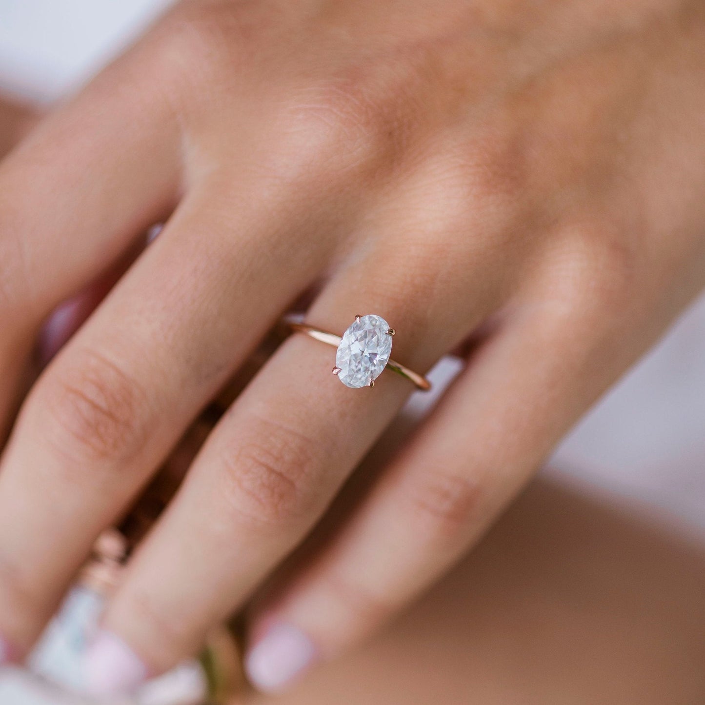 1.85 CT Oval Solitaire Lab Grown Diamond Engagement Ring
