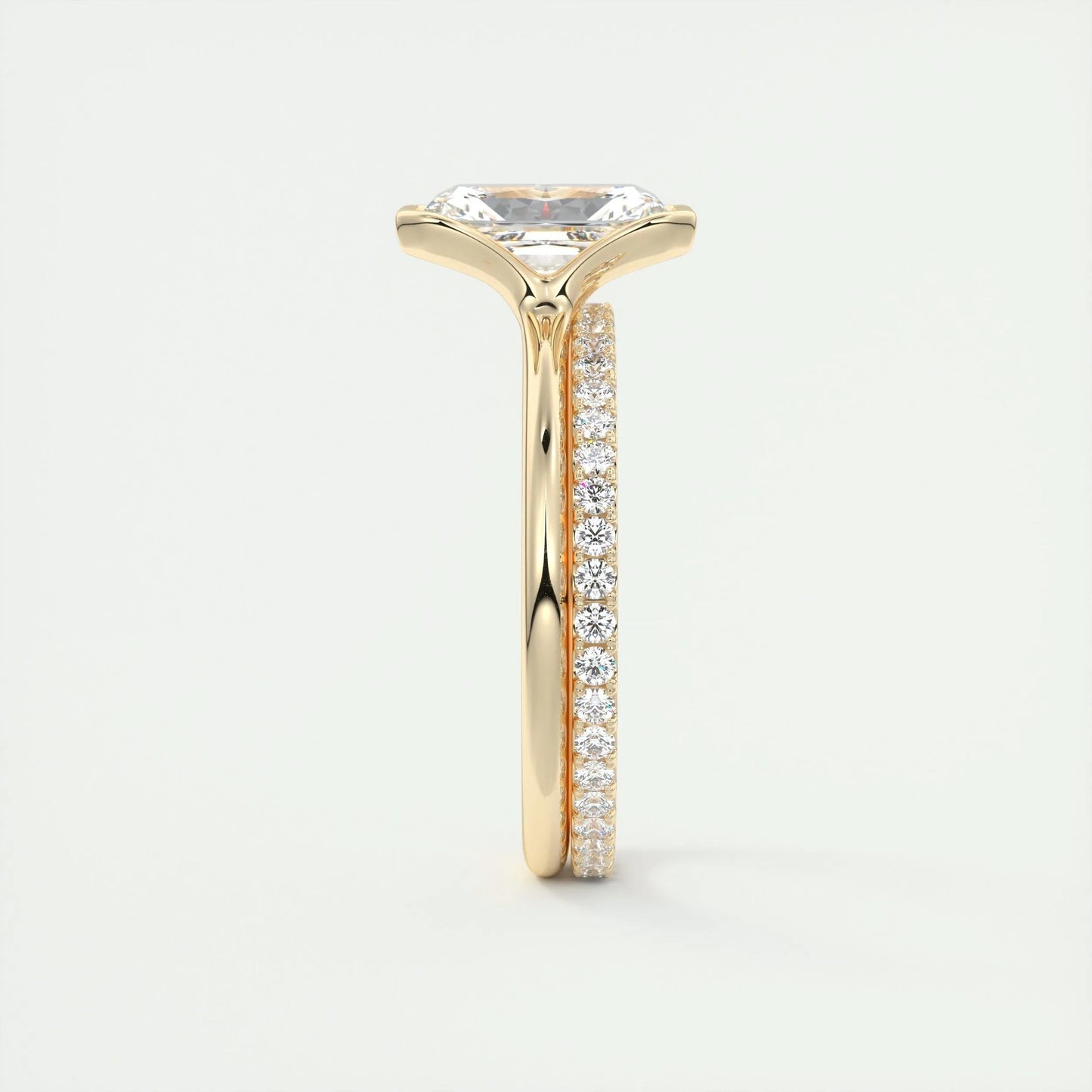 2.10 CT Radiant  Solitaire Half Bezel Moissanite Engagement Ring