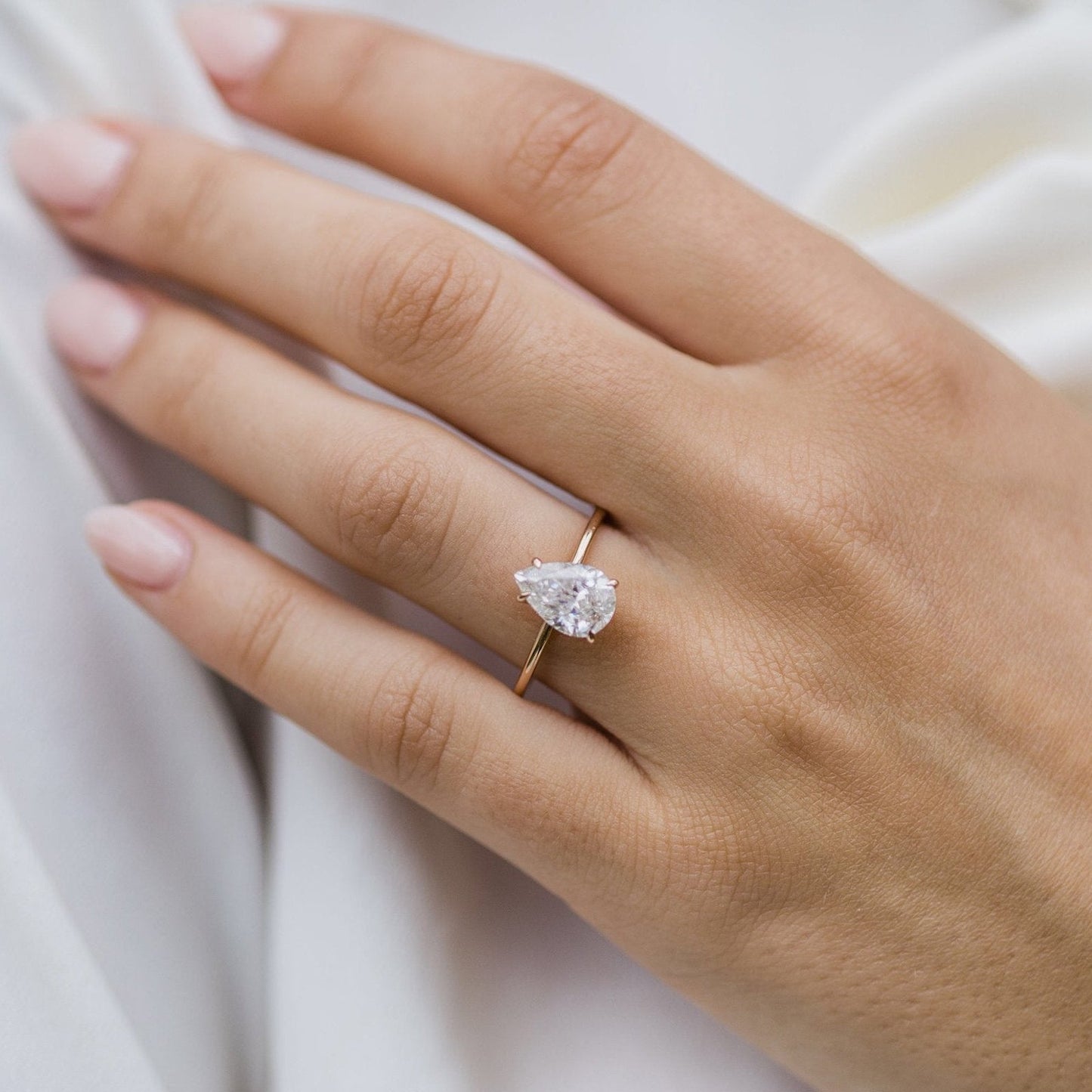 2 CT Pear Solitaire Lab Grown Diamond Engagement Ring