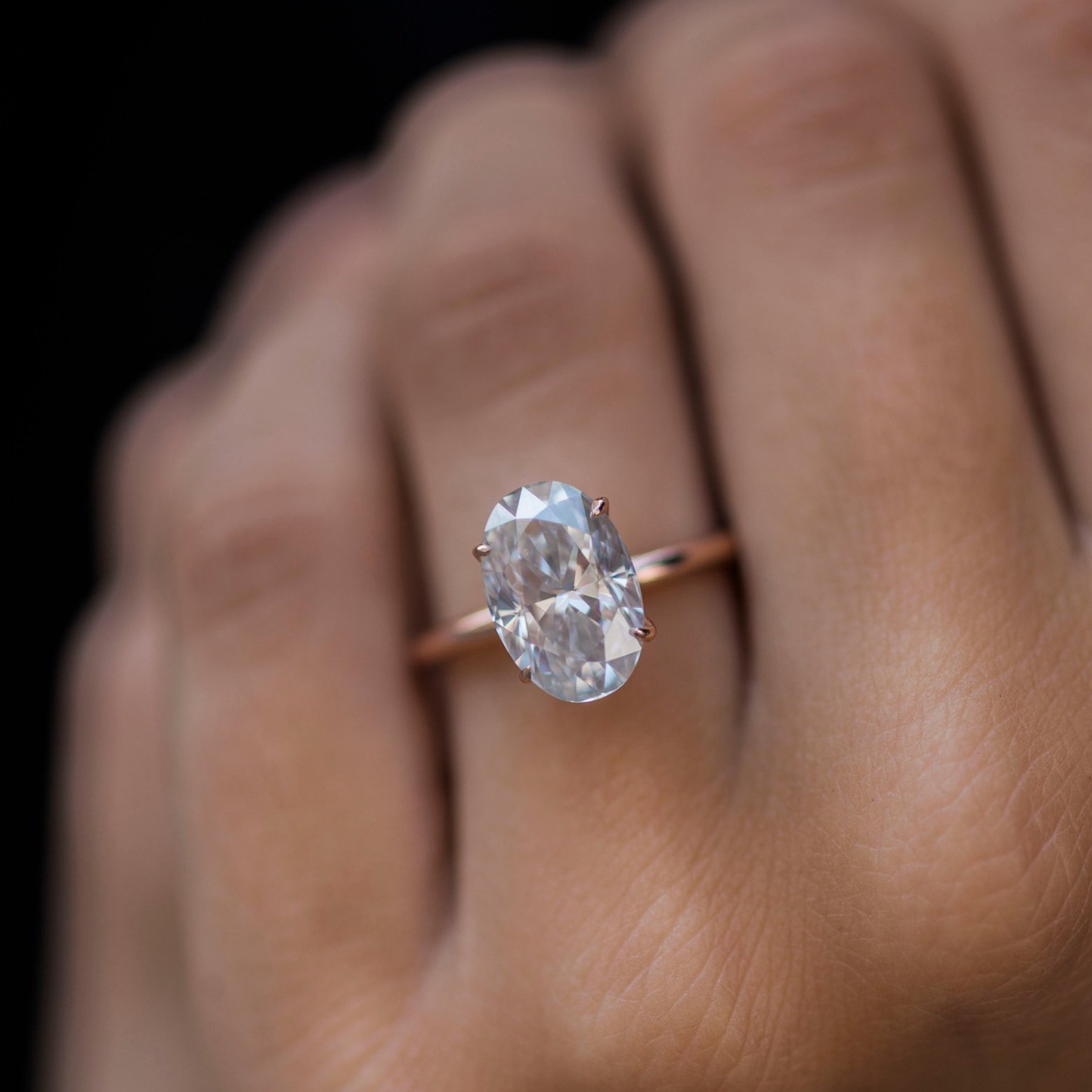 4 CT Oval Solitaire Lab Grown Diamond Engagement Ring