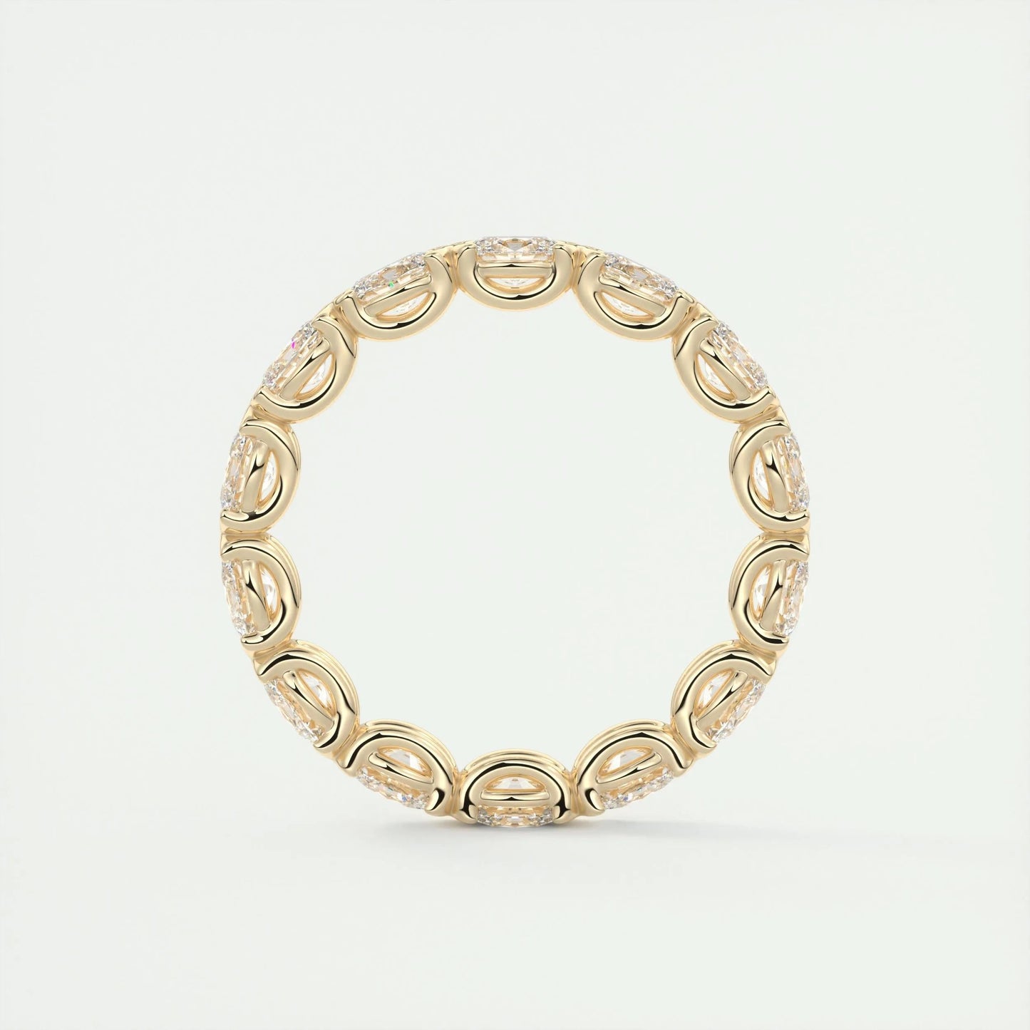 2.25 Oval Cut Half Bezel Moissanite Bridal Wedding Band