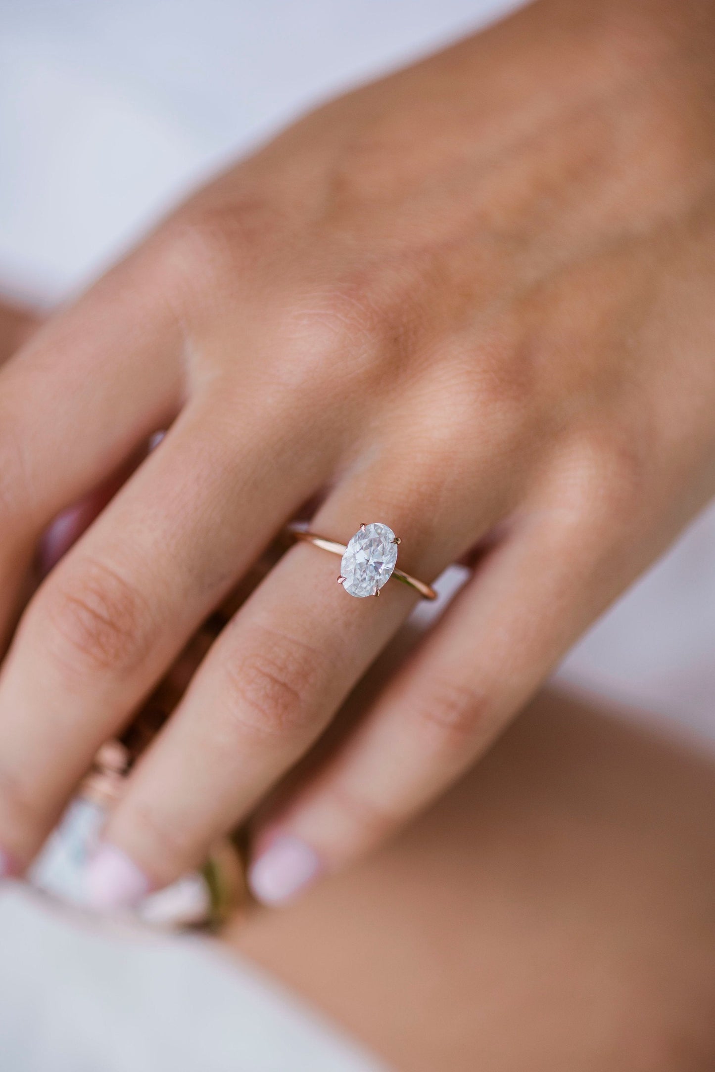 1.85 CT Oval Solitaire Moissanite Engagement Ring