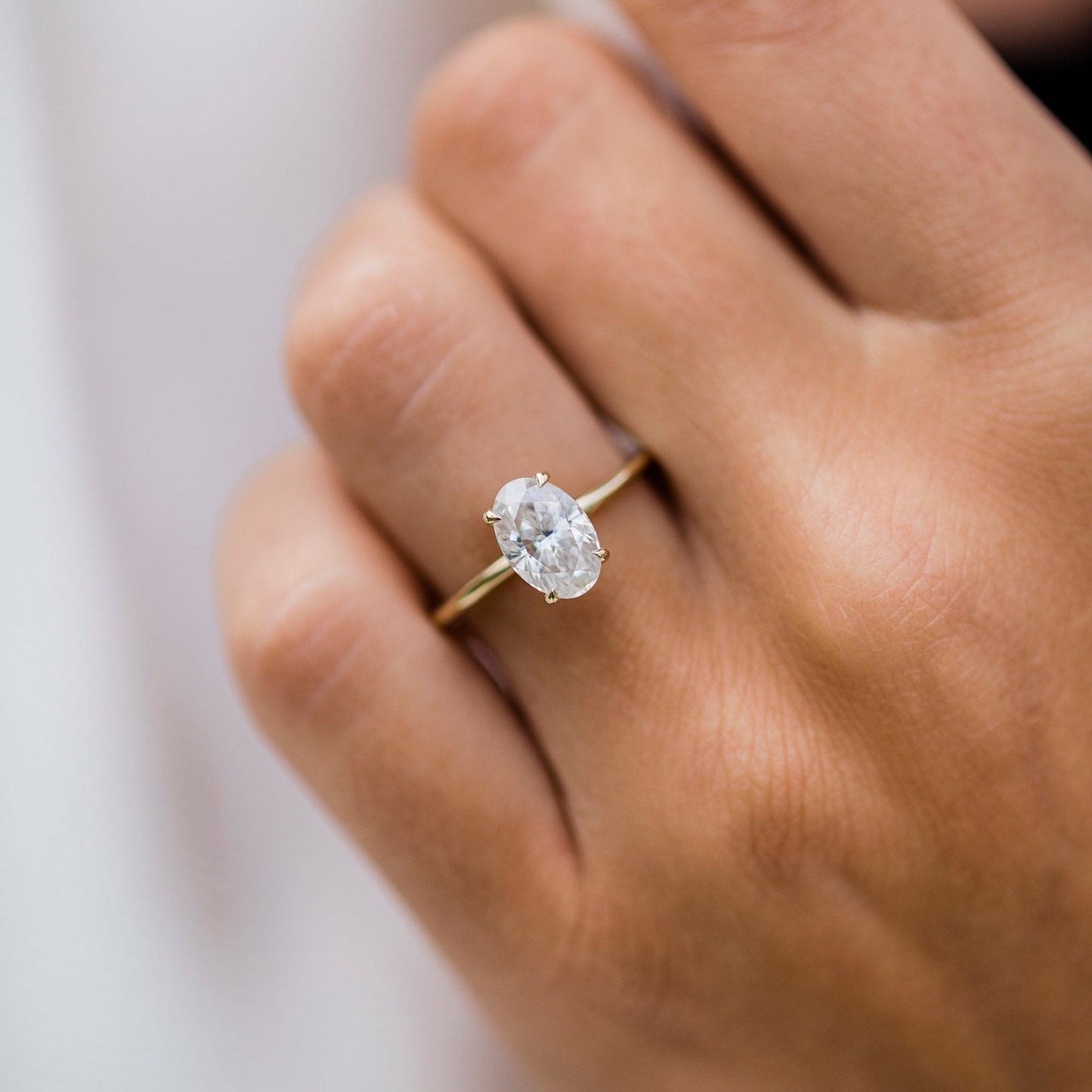 1.85 CT Oval Solitaire Lab Grown Diamond Engagement Ring